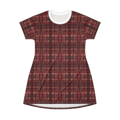 Red Tartan T-Shirt Dress