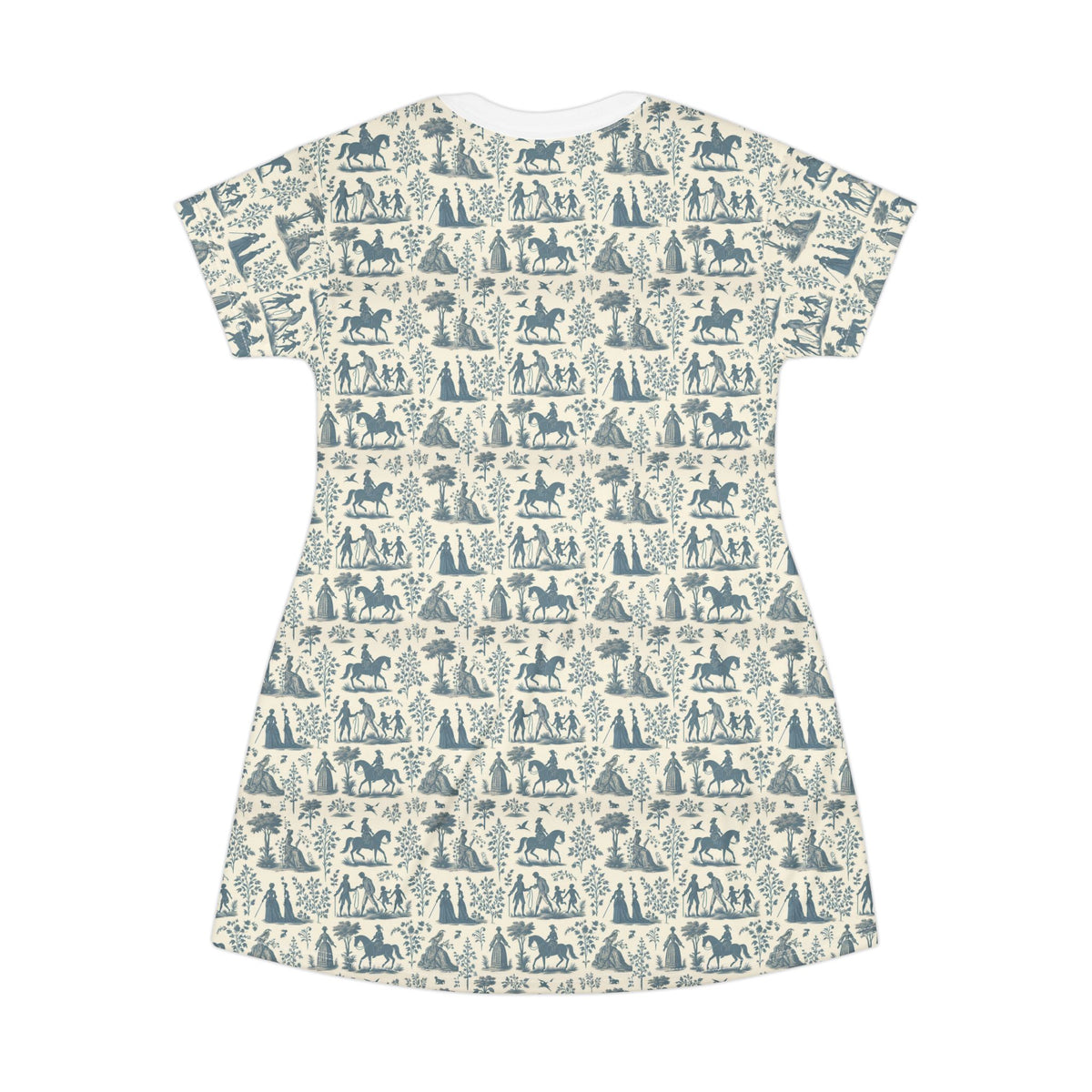 Pale Blue Toile de Jouy T-Shirt Dress
