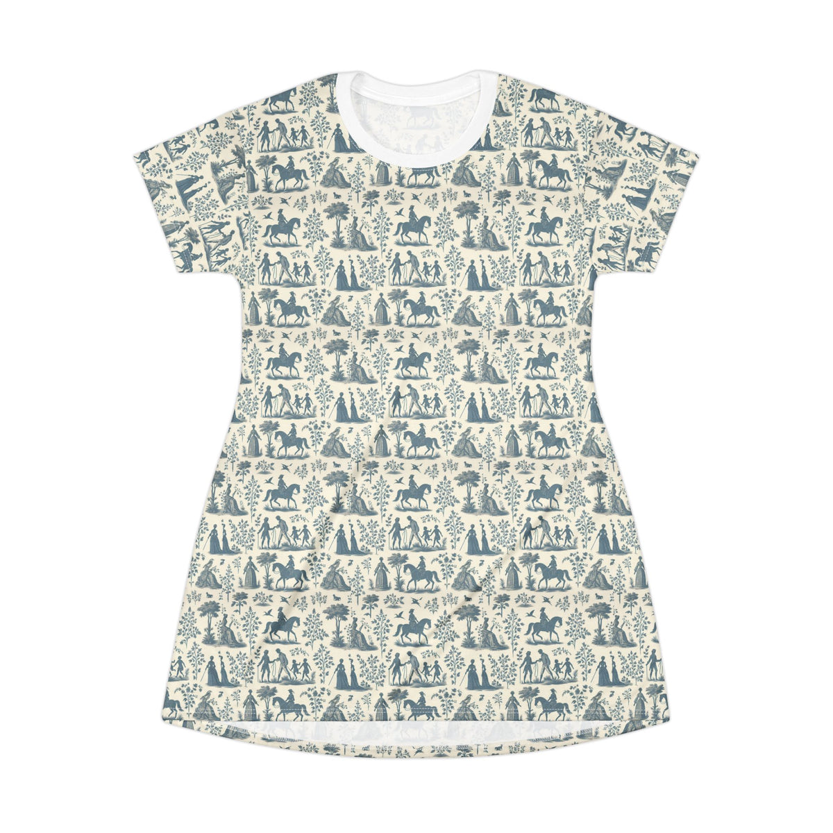Pale Blue Toile de Jouy T-Shirt Dress