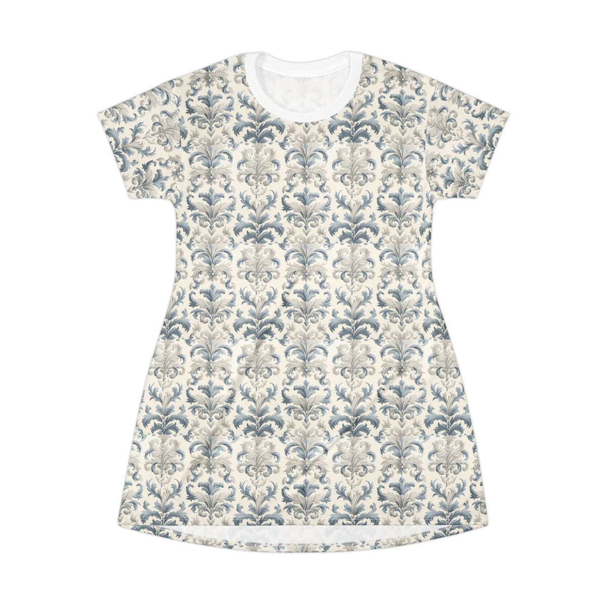 Pale Blue Damask T-Shirt Dress