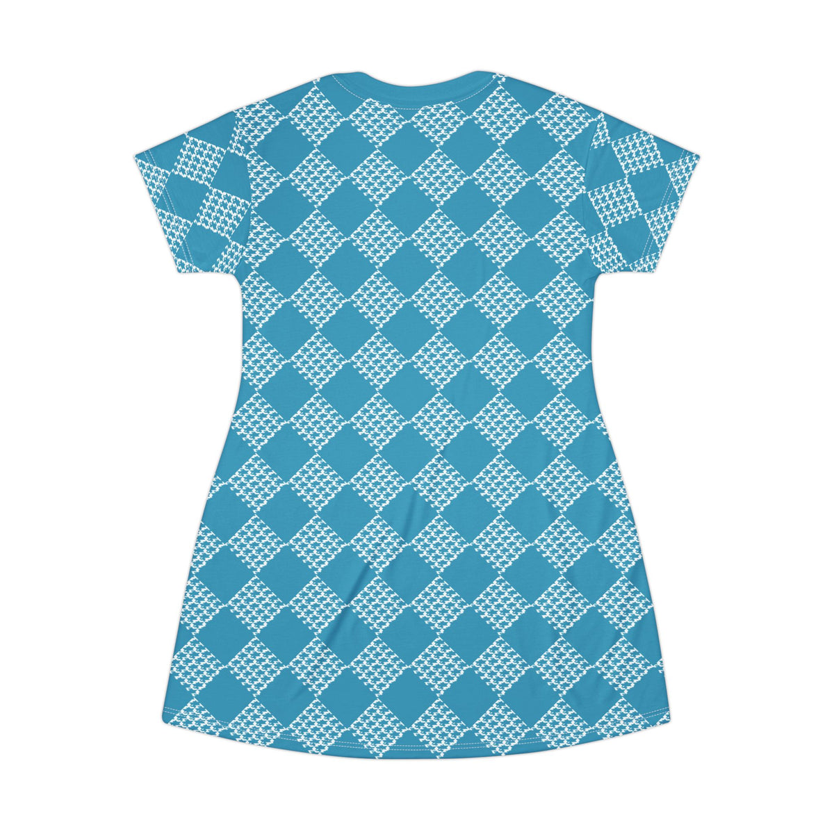 Turquoise Houndstooth  T-Shirt Dress