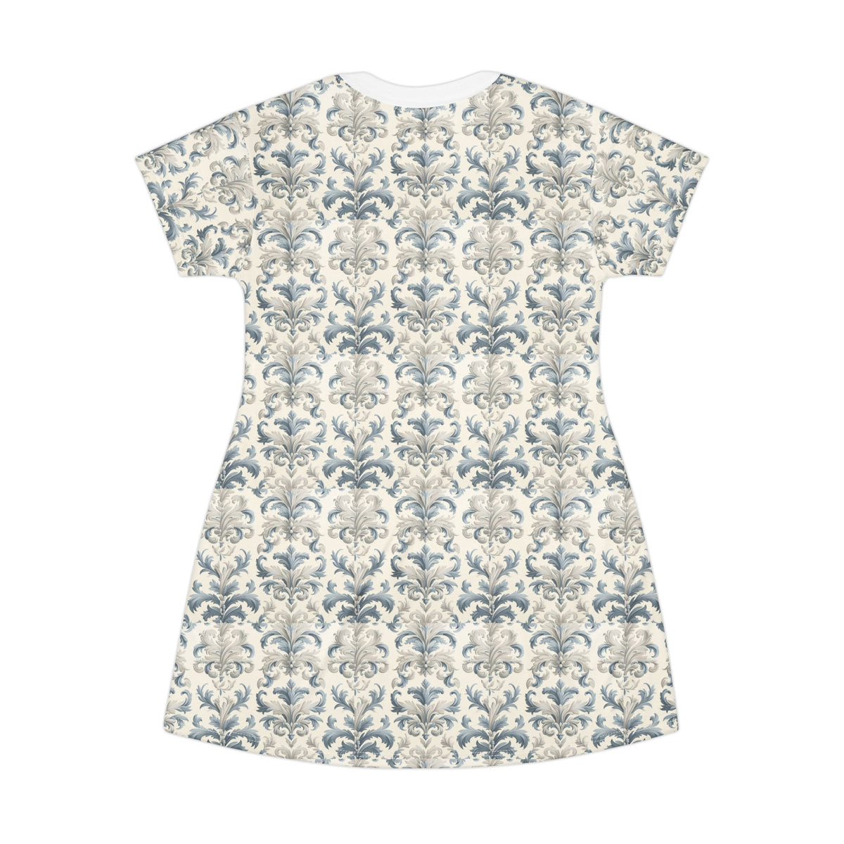 Pale Blue Damask T-Shirt Dress