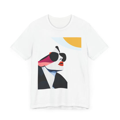 Graphic Tee - Block Style Art Woman with Sunglasses Winter Sun Design